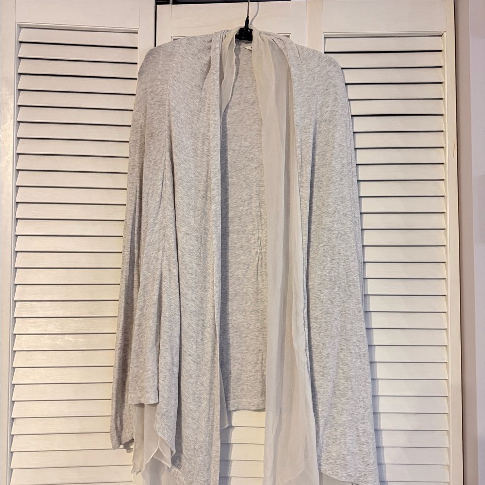 CAbi Light Gray and Cream Women's Poncho